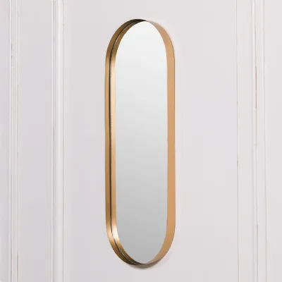 75cm Gold Slim Oval Wall Mirror