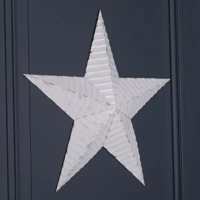 Large 74cm Distressed White Metal Decorative Wall Star