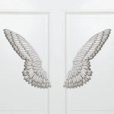 Large Metal Wall Silver Angel Wings