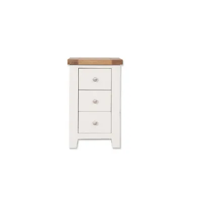Modern White Painted Oak Top 3 Drawer Bedside Cabinet
