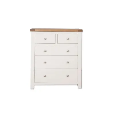 Modern White Painted 2 Over 3 Chest with Oak Top