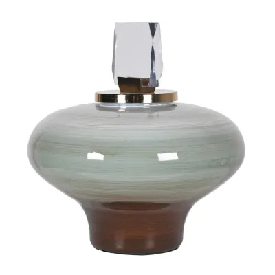 Large Green to Brown Ombre Jewel Lidded Jar