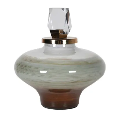 Small Green to Brown Ombre Jewel Lidded Jar