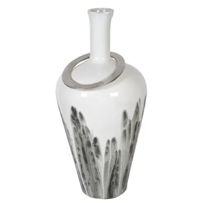 Large White Statuario Glass Vase