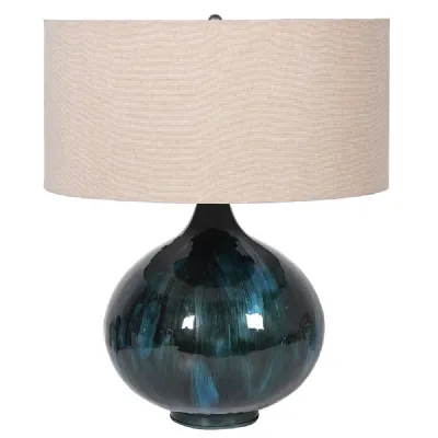 Lagoon Blues Enamel Lamp With Shade