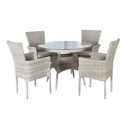 Alicia Rattan 4 Seat Stacking Round Dining Set