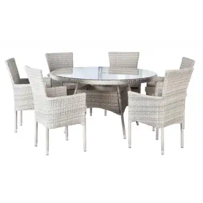 Alicia Rattan 6 Seat Stacking Round Dining Set