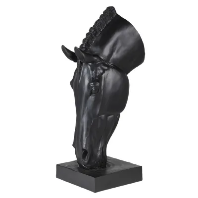 Matt Black Drinking Horse Head Ornament