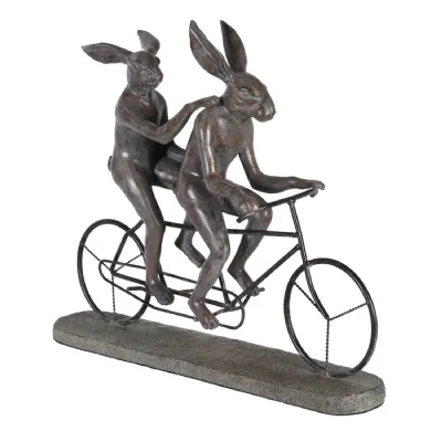 Tandem Rabbits On Stand Ornament