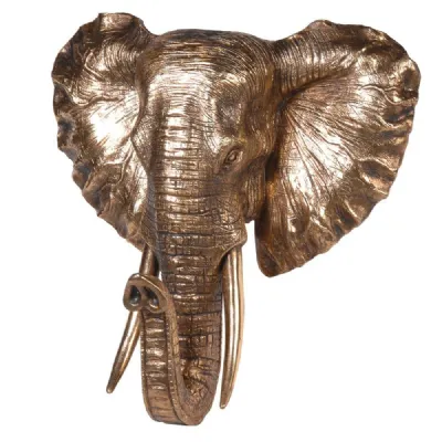 Golden Elephant Head Wall Mount