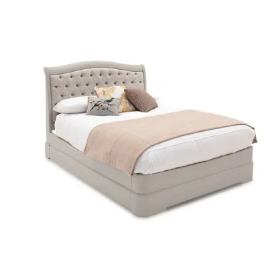 Taupe 5ft King Size Bed with Button Tufted Curved Headboard