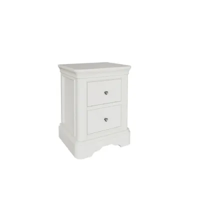 Bone White Painted Wooden 2 Drawer Bedside Chest