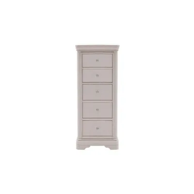 Taupe Painted 5 Drawer Tallboy Chest with Silver Handles