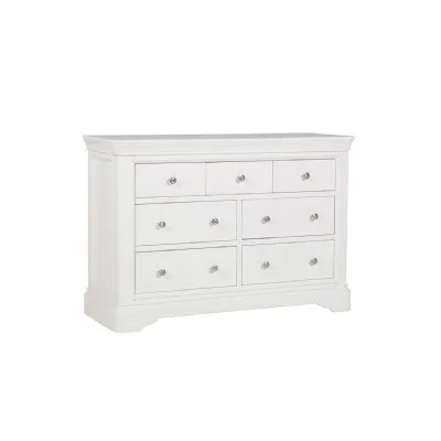 Bone White Wooden Dressing Chest of 7 Drawers