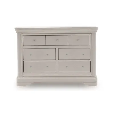 Large Taupe Painted 3 Over 4 Chest of 7 Drawers