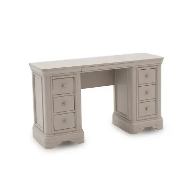 Taupe Painted Wooden Double Pedestal 6 Drawer Dressing Table