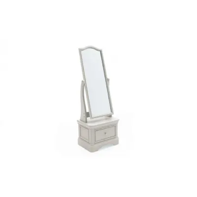 Taupe Painted Wood Cheval Mirror with Drawer