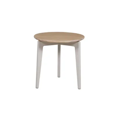 Scandi Taupe Base Round Lamp Table Oak Top