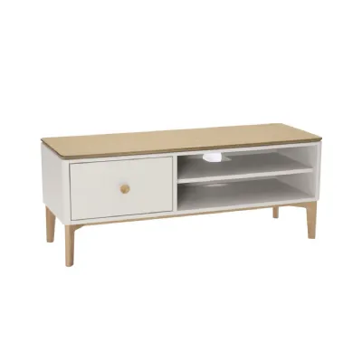 Taupe and Grey Cashmere Oak 1 Drawer TV Unit with Adjustable Shelf