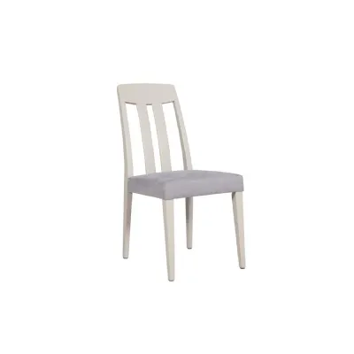 Grey and Taupe Slat Back Dining Chair with Padded Seat