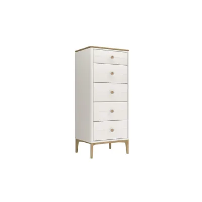 Taupe Oak Tallboy Chest of 5 Drawers Oak Top