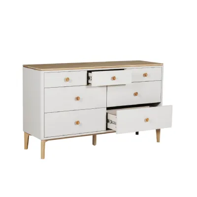 Taupe Oak Wide Chest of 7 Drawers