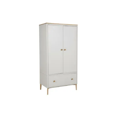Taupe Cashmere Oak 2 Door 1 Drawer Wardrobe with Hanger