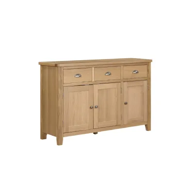 Natural Oak 3 Door 3 Drawer Large Sideboard