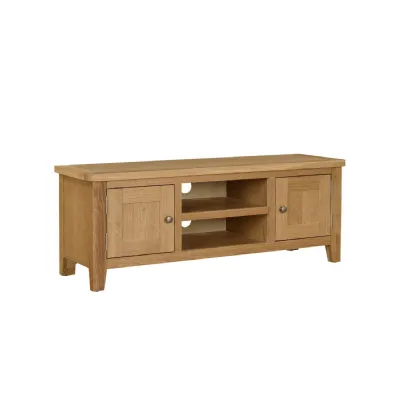 Natural Oak 2 Door TV Media Unit with Middle Shelf