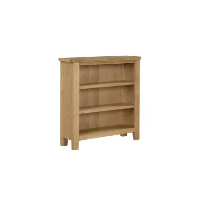 Natural Oak Low Wide Bookcase Country Chic Style