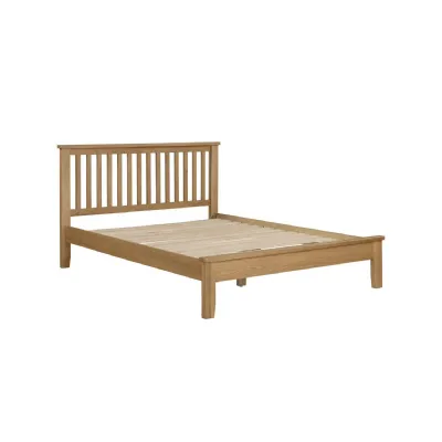 Natural Oak 4ft6in Double Bed with Shaker Legs