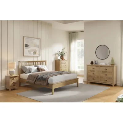 Natural Oak 5ft King Size Bed with Shaker Legs