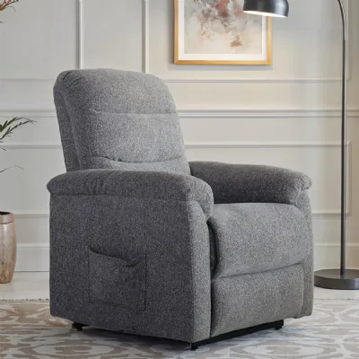 Grey Fabric Lift and Rise Recliner Chair with Lumbar Support