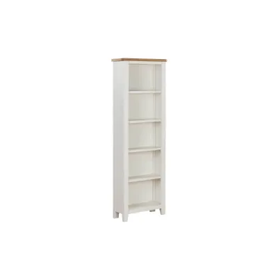 Cashmere Wooden Tall Narrow Open Bookcase Oak Top