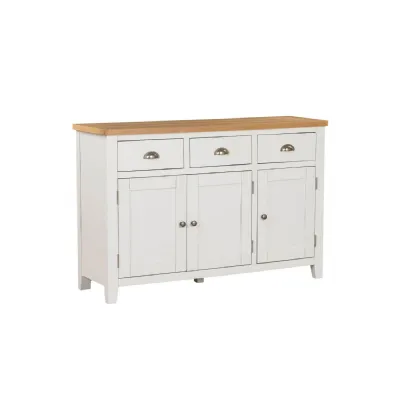 Cashmere Wooden 3 Door 3 Drawer Wide Sideboard Oak Top