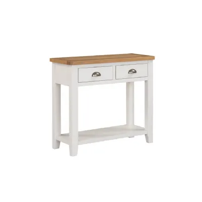 Cashmere Wooden 2 Drawer Console Table Oak Top
