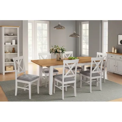 Cashmere Wooden Extending Dining Table Oak Top 120 to 160cm