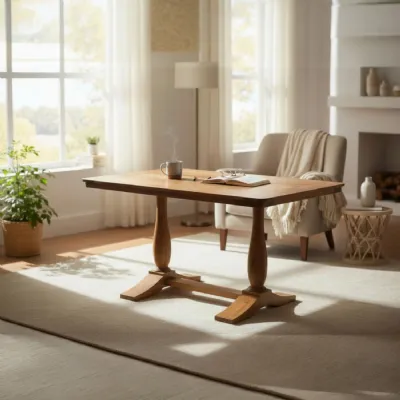 Traditional Solid Mango Wood 1.35m Rectangular Dining Table