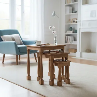 Traditional Solid Mango Wood Nest of Tables