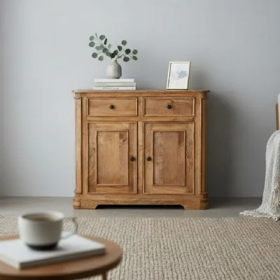 Traditional Solid Mango Wood 2 Door 2 Drawer Sideboard