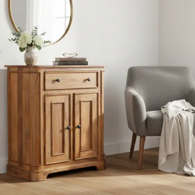 Traditional Solid Mango Wood Hall Storage Cabinet