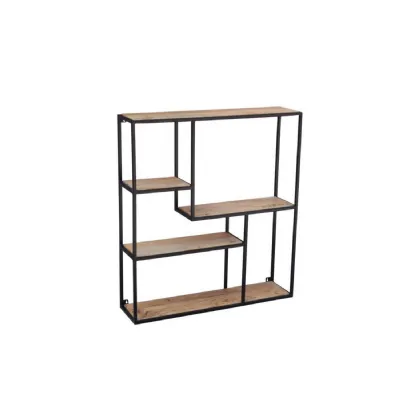 Industrial Natural Mango Wood Wall Display Shelf