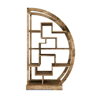 Modern Natural Mango Wood Half Round Display Unit