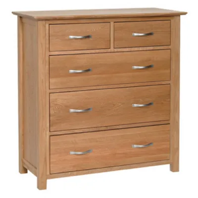 Lacquered White Oak 2 Over 3 Chest of Drawers