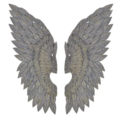 Pair Of Large Feather Effect Wings Wall Decoration