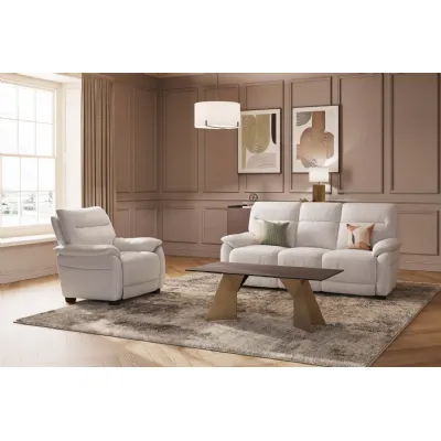 Cashmere Ivory Leather Upholstered 3 Seater Fixed Sofa