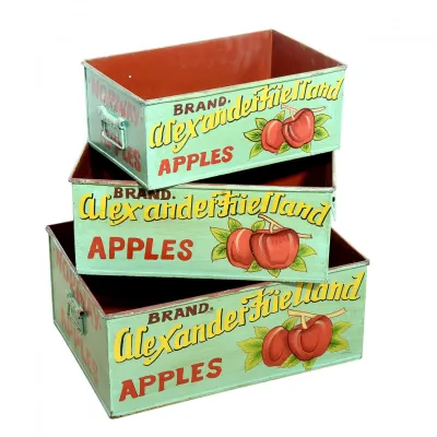 Set of 3 Metal Apple Trays