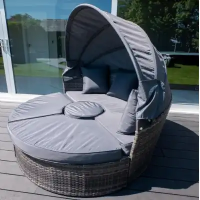 Solar Grey Rattan Day Bed