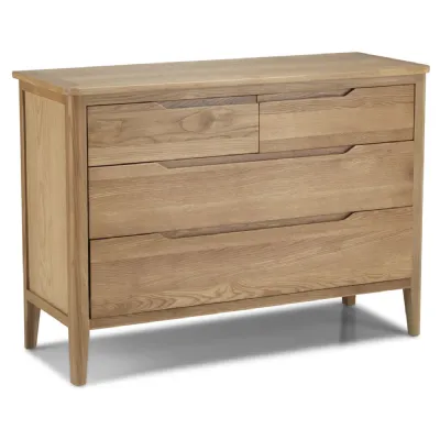 Scandi Solid Oak 4 Drawer Wide Chest of Drawers