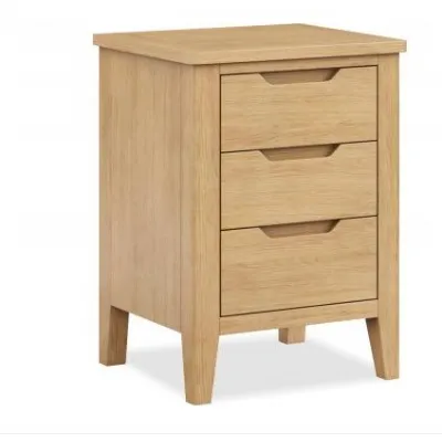Modern Style Natural Solid Oak 3 Drawer Bedside Table